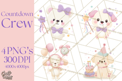 New Year PNG Clipart, Countdown Characters in Pastel Style Product Image 1