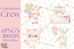 New Year PNG Clipart, Countdown Characters in Pastel Style Product Image 1