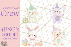 New Year PNG Clipart, Countdown Characters in Pastel Style Product Image 1