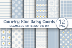 Country blue daisy seamless patterns Digital paper png bundle Product Image 1