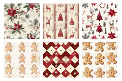 Country Christmas Digital Paper | Rustic Vintage Holiday Png Product Image 3