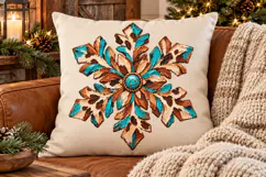 Western Snowflake PNG, Turquoise Cowhide Christmas Product Image 5