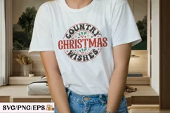 Country Christmas Wishes Christmas SVG t-shirt Design Product Image 3