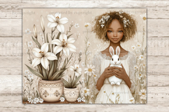 Country Easter Junk Journal Paper, Cottage Core Art, GlamArtZhanna, Spring Picture Collage, Easter Black Woman, Brown Easter Graphics, Easter Egg Hunt Illustration, Country Easter Pages, Journal Printable Paper Bundle, Rustic Collage Sheet