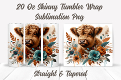 Floral Highland Cow Tumbler Wrap, Cute Highland Cow Tumbler Product Image 2