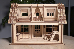 Dollhouse Laser Cut File Country House DIY Plywood Project Product Image 3