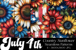July 4th Patterns, Sunflowers, American Flag Patterns, s1 Product Image 1