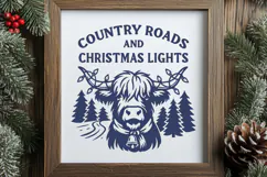 Country Roads Christmas Lights SVG | Highland Cow Christmas Product Image 3
