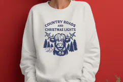 Country Roads Christmas Lights SVG | Highland Cow Christmas Product Image 2