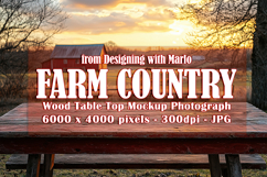 Farm Country Mockup, Rustic, Wood Table Top, Front View, p12 Product Image 1
