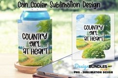 Country Girl At Heart | Sublimation Can Cooler Design Product Image 1
