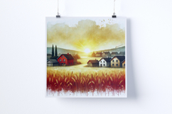 Countryside Village at Sunrise - Digital Illustrations Product Image 2