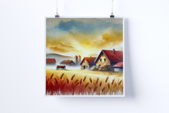 Countryside Village at Sunrise - Digital Illustrations Product Image 4