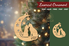 Couple Cat in Moon Lasercut Ornament SVG Product Image 1
