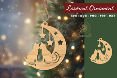 Couple Cat in Moon Lasercut Ornament SVG Product Image 1