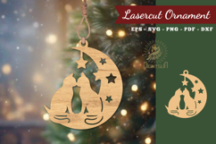 Couple Cat in Moon Lasercut Ornament SVG Product Image 1