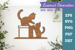 Couple Cat Lasercut Decoration Product Image 1