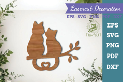 Couple Cat Lasercut Decoration Product Image 1