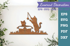 Couple Cat Lasercut Decoration Product Image 1