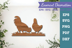Couple Chicken Lasercut Decoration Product Image 1