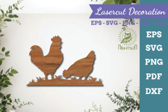 Couple Chicken Lasercut Decoration Product Image 1