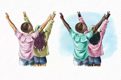 Best Friends Clipart Couple African American European Asian Product Image 2