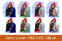 Christmas Family Couple Clipart Santa Hat Men Women Clipart Product Image 1