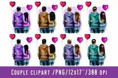 Couple with balloons in the shape of a heart.Rear view Product Image 1