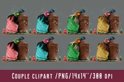 Christmas Couple Clipart African American European Asian Product Image 1
