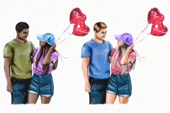 A girl and a guy with balloons in the shape of a heart Product Image 3