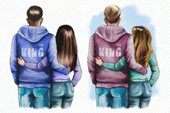 Couple clipart.A girl and a guy in love.Rear view Product Image 2