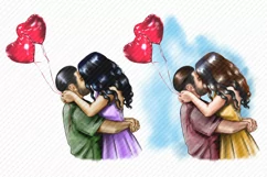 A couple in love with red balloons on Valentine's Day Product Image 3