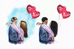 A man and a woman in love on Valentine's Day.Rear view Product Image 2
