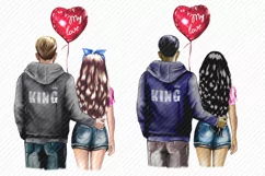 A girl and a guy with a balloon in the shape of a heart Product Image 3