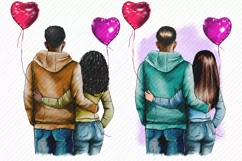 Couple with balloons in the shape of a heart.Rear view Product Image 3