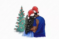 Christmas Family Couple Clipart Santa Hat Christmas Clipart Product Image 2