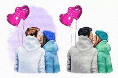 Couple in love with balloons in the shape of a heart Product Image 2