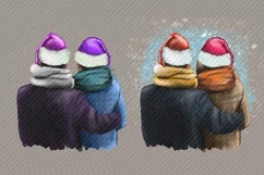 Christmas Santa Hat Family Clipart Couple Clipart Product Image 2