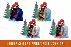 Christmas Family Couple Clipart Santa Hat Christmas Clipart Product Image 1