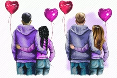 Couple with balloons in the shape of a heart.Rear view Product Image 2