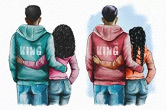 Couple clipart.A girl and a guy in love.Rear view Product Image 3