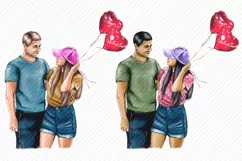 A girl and a guy with balloons in the shape of a heart Product Image 2