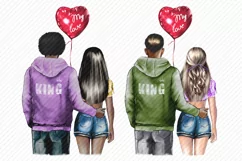A girl and a guy with a balloon in the shape of a heart Product Image 4