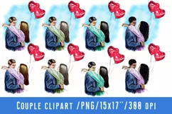 A man and a woman in love on Valentine's Day.Rear view Product Image 1