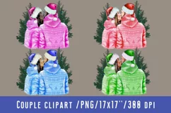 Christmas Santa Hat Couple Clipart Family Clipart Product Image 1
