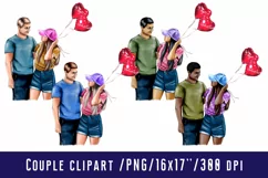 A girl and a guy with balloons in the shape of a heart Product Image 1