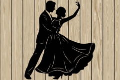 Couple dancer stencil silhouette SVG Product Image 1