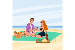 beach couple date seashore vector Product Image 1