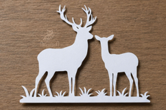 Couple Deer Paper Cutting Design SVG Product Image 1