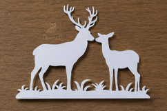 Couple Deer Paper Cutting Design SVG Product Image 1
